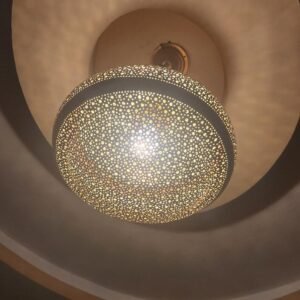 Handmade Moroccan Brass Pendant Light – Spherical Marrakesh Ceiling Lamp, Moroccan Chandelier, Arabian Lighting