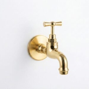 Solid Brass Wall-Mounted Faucet – Handmade Vintage Outdoor/Indoor Spigot