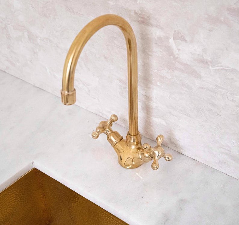 products-SwivelSpout2.jpg Unlacquered Brass Single Hole Kitchen Faucet, Swivel Spout