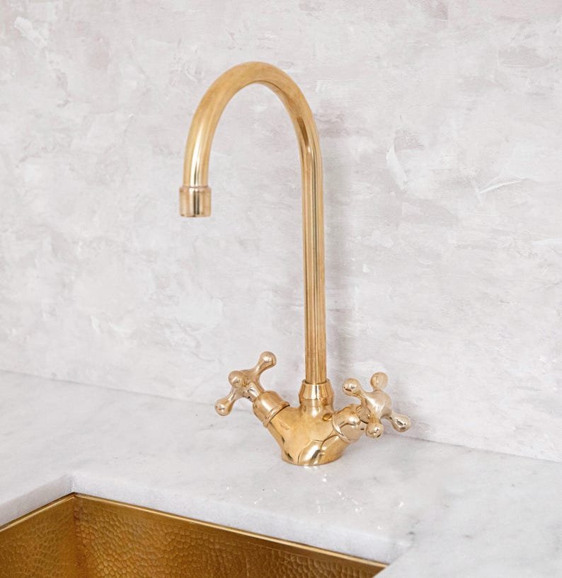 products-SwivelSpout5.jpg Unlacquered Brass Single Hole Kitchen Faucet, Swivel Spout - Image 6