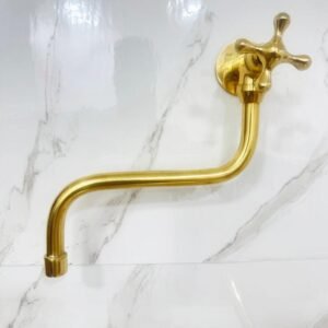 Handmade Moroccan Brass Wall Mounted Faucet - Single Cold Water Kitchen Tap with gift