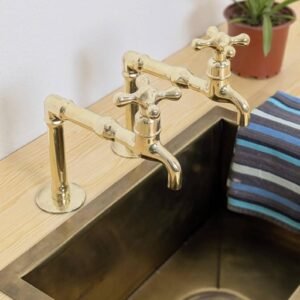 Unlacquered Brass kitchen and Bathroom Faucets, Single-Hole Taps Style.