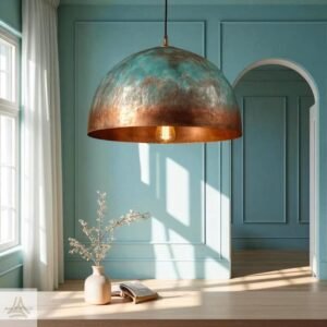 Antique Brass Pendant Lamp, Rustic Dome Pendant Lamp, Industrial Brass Pendant Lamp, Traditional Handmade Lamp