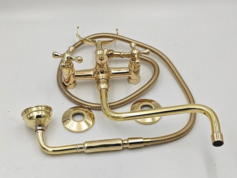 products-TubFiller44.jpg Unlacquered Brass Tub Filler: Solid Brass Bathroom Faucet