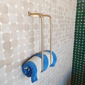 Unlacquered Brass Towel Rack: Wall-Mounted Bathroom Organizer
