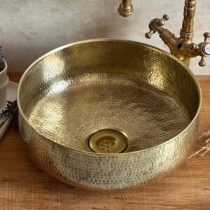 Custom Made Aged Brass Bathroom Vessel Sink