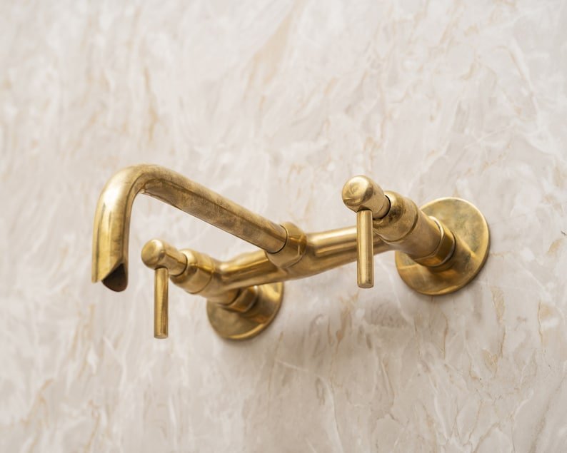 products-Vesselsinks1.jpg Unlacquered Brass Tub Filler Faucet, Wall Mounted Bathroom Faucet, Bathroom Taps For Vessel sinks - Image 2