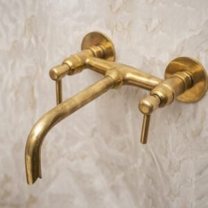 Unlacquered Brass Tub Filler Faucet, Wall Mounted Bathroom Faucet, Bathroom Taps For Vessel sinks