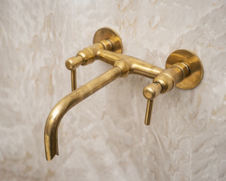 products-Vesselsinks3.jpg Unlacquered Brass Tub Filler Faucet, Wall Mounted Bathroom Faucet, Bathroom Taps For Vessel sinks