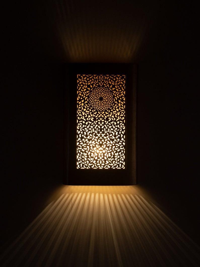 Handcrafted Moroccan Brass Wall Sconce – Vintage Bronze Wall Light