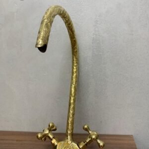 Unlacquered Brass Gooseneck Faucet: Vintage Farmhouse Bathroom Tap