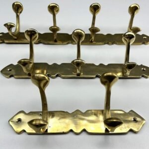 Handcrafted Unlacquered Brass Coat Rack - Vintage Style Solid Brass Hooks