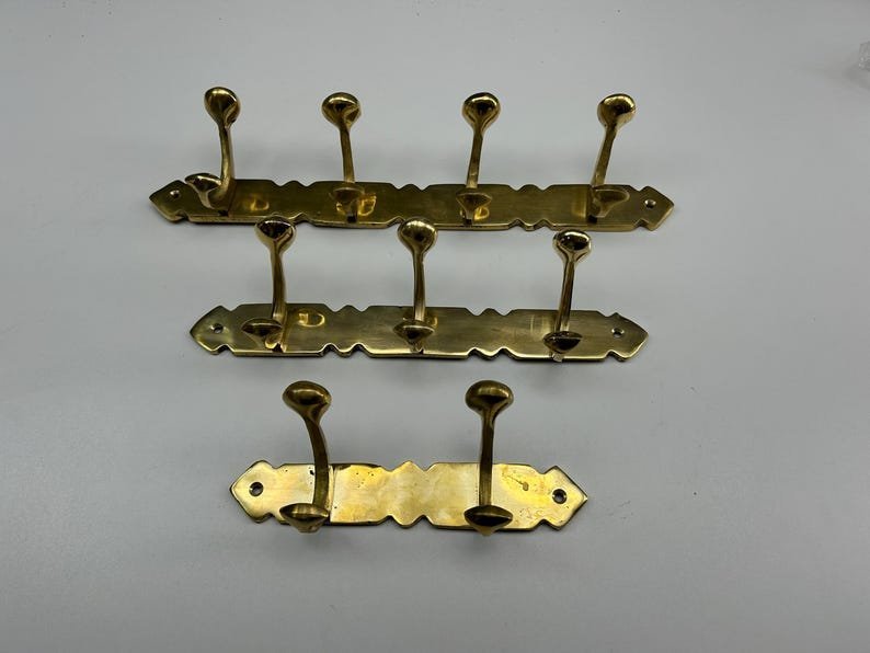 Handcrafted Unlacquered Brass Coat Rack - Vintage Style Solid Brass Hooks - Image 7