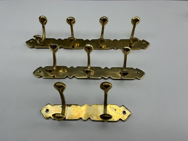 Handcrafted Unlacquered Brass Coat Rack - Vintage Style Solid Brass Hooks - Image 2