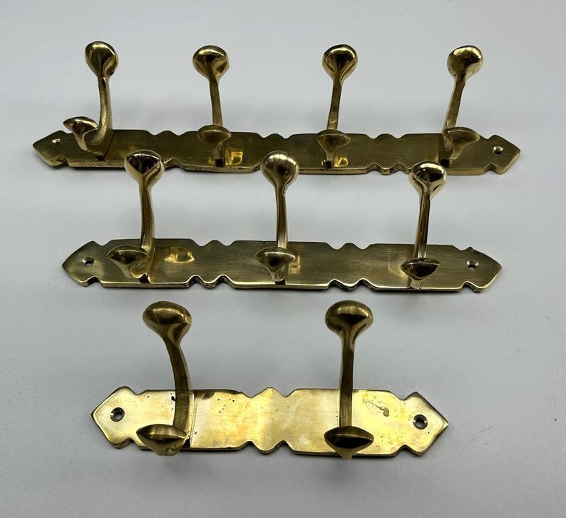 Handcrafted Unlacquered Brass Coat Rack - Vintage Style Solid Brass Hooks - Image 5