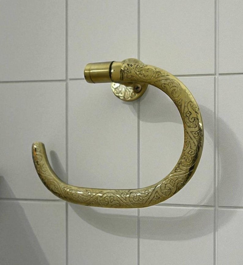 Unlacquered Brass Wall Mount Toilet Paper Holder | Solid Brass Bathroom Fixture | Vintage Toilet Roll Holder - Image 3