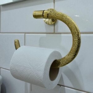 Unlacquered Brass Wall Mount Toilet Paper Holder | Solid Brass Bathroom Fixture | Vintage Toilet Roll Holder