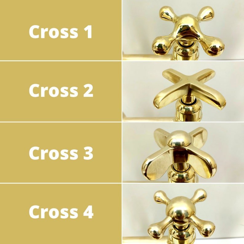 products-Wall3.jpg Unlacquered Brass Wall Mount Faucet, Gooseneck Faucet, Vintage Brass Wall Mounted tap, 3-Hole Wall Mount Bathroom Faucet with Cross Handles - Image 8