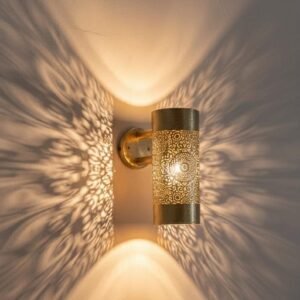 Handcrafted Moroccan Brass Sconce: Filigree Wall Lamp