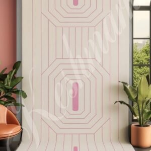 Moroccan Rug – Pink & white Geometric Berber Area Rug | Minimalist Handwoven Wool Carpet | Contemporary Home Decor