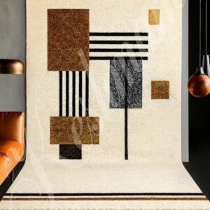 Handmade Moroccan Wool Rug – Modern Abstract Geometric Design | Large Berber Area Rug | Minimalist Neutral Carpet | Custom Size Available