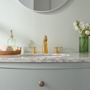 Unlacquered Brass 3-Hole Bathroom Faucet - Widespread Vanity Faucet