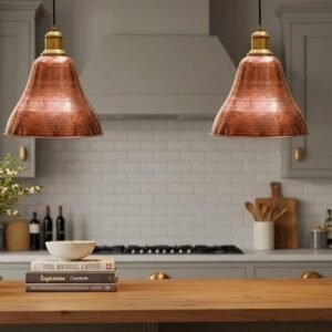 Handmade Moroccan Copper Pendant Light: Hammered Dome, Rustic Island Lighting