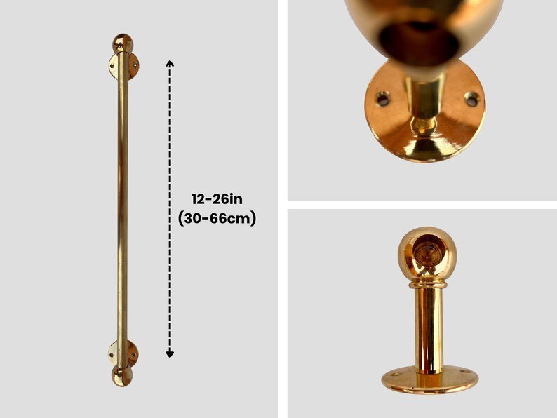 products-andmadeTowelRod1.jpg Unlacquered Brass Towel Bar, Handmade Towel Rod, Bathroom Towel Hanger, Vintage Towel Holder - Image 5
