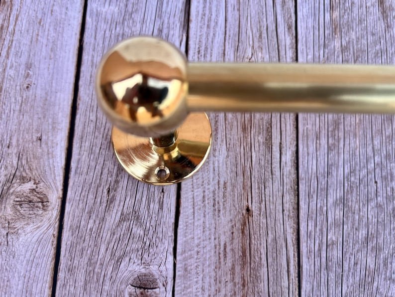 products-andmadeTowelRod4.jpg Unlacquered Brass Towel Bar, Handmade Towel Rod, Bathroom Towel Hanger, Vintage Towel Holder - Image 3