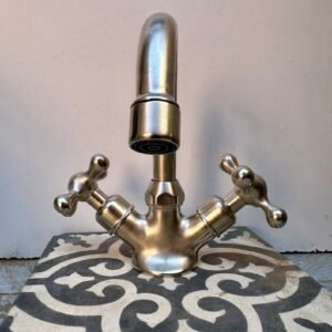 Handmade brushed nickel faucet, bathroom faucet, vanity faucet, small nickel finish faucet, bathroom nickel faucet