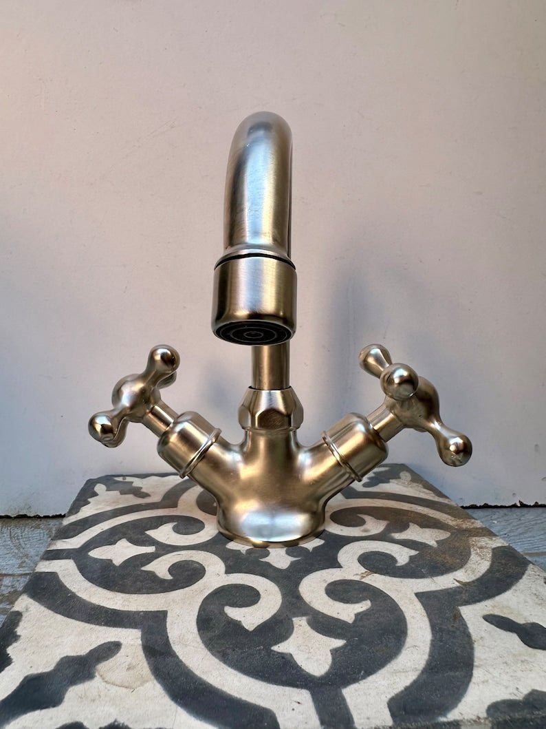 products-bathroomnickelfaucet3.jpg Handmade brushed nickel faucet, bathroom faucet, vanity faucet, small nickel finish faucet, bathroom nickel faucet