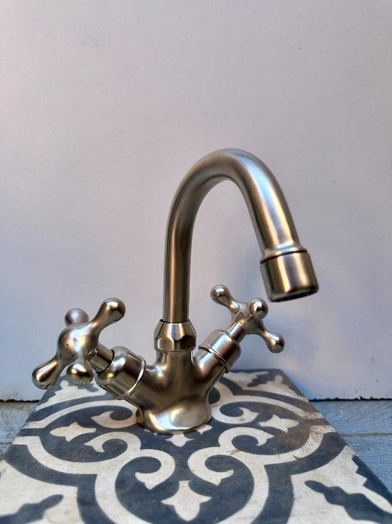 products-bathroomnickelfaucet5.jpg Handmade brushed nickel faucet, bathroom faucet, vanity faucet, small nickel finish faucet, bathroom nickel faucet - Image 5