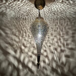 Handmade Moroccan Brass Teardrop Wall Lamp – Pierced Shadow Light Fixture