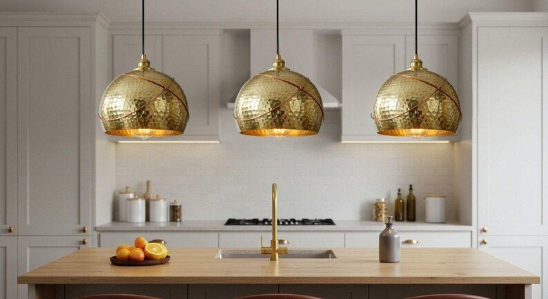 products-blendstradition4.jpg Hammered Brass Dome Pendant Light: Moroccan Ceiling Lamp - Image 4