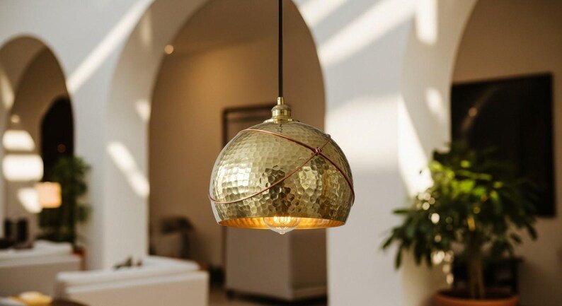 products-blendstradition8.jpg Hammered Brass Dome Pendant Light: Moroccan Ceiling Lamp - Image 8