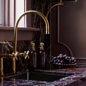 Unlacquered Brass Bridge Kitchen Faucet
