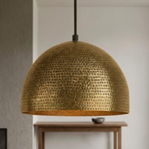 Pendant lamp – hammered brass dome ceiling light for kitchen island, modern mid century style