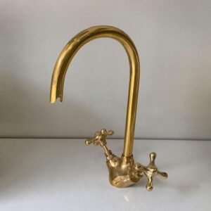Unlacquered Brass Bathroom Faucet ,Solid Brass Gooseneck Faucet For Sink