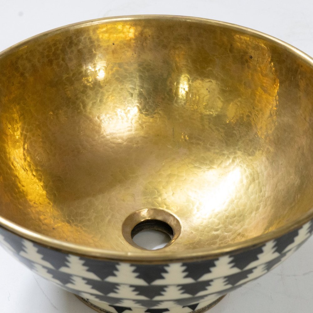 products-brasssnik1.jpg Hand-Hammered Brass Vessel Sink with Geometric Tribal Pattern - Image 2