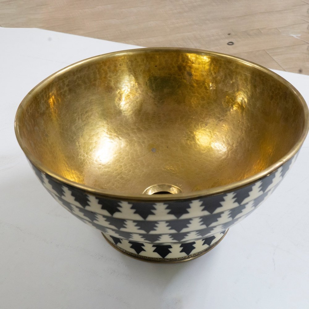 products-brasssnik3.jpg Hand-Hammered Brass Vessel Sink with Geometric Tribal Pattern