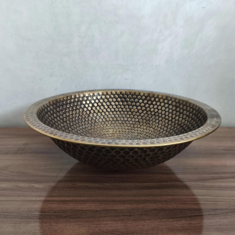products-bronzesink4.jpg Handmade Moroccan Brass Sink: Hammered Basin with Matching Drain - Image 5