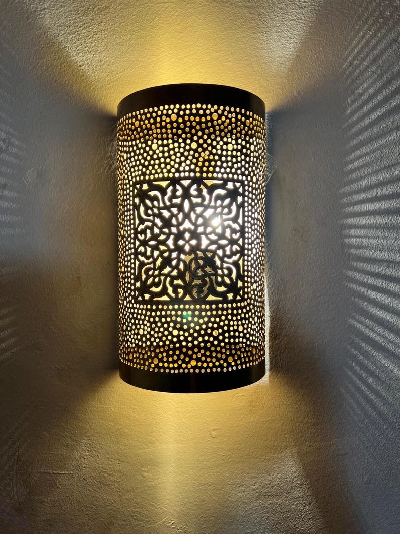 products-bronzewallsconce9.jpg Moroccan brass wall lamp, Moroccan sconce light, handmade wall lamp, bronze light wall decor, boho decor Marrakech, bronze wall sconce - Image 9
