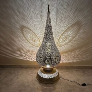 Moroccan brass lamp, large table lamp, artisanal bedside lamp, bronze table lamp, silver lamp, copper floor light , standing lamp , Morocco