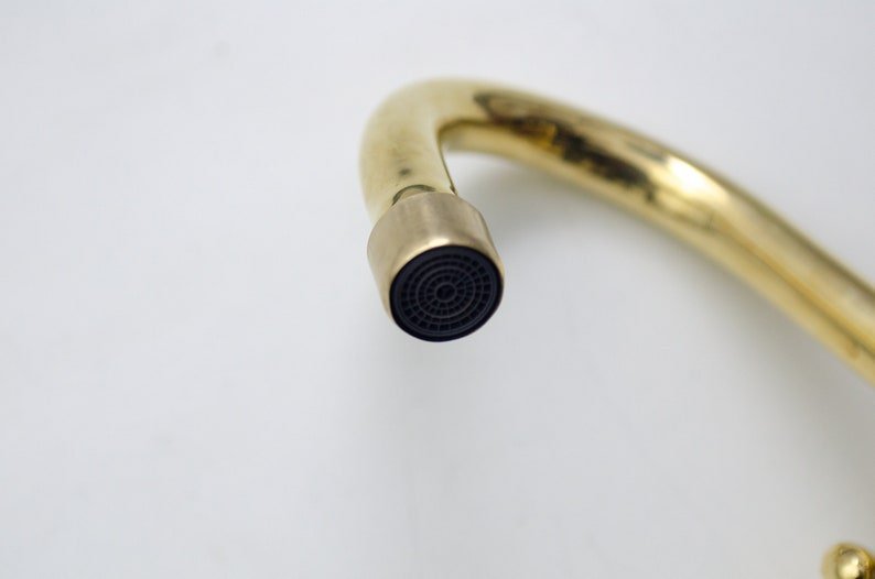 products-countertop5.jpg Unlacquered Brass Single Hole Faucet Bathroom Vanity, Vintage Cross Handle Brass Faucet, Handmade Solid Brass countertop Small bathroom Tap - Image 6