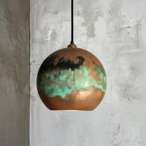 Handmade Oxidized Copper Dome Pendant Light: Moroccan Style