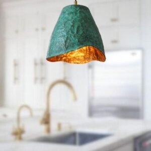 Handmade Oxidized Copper Dome Pendant Light: Farmhouse Kitchen Lighting