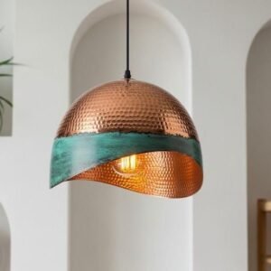 Green Patina Copper Pendant Light, Oxidized Copper Island Kitchen Lighting, Industrial Copper Pendant Light, Rustic chandelier, hanging light