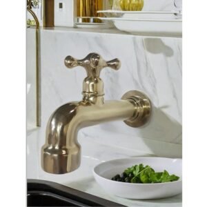 Unpainted Brass Moroccan Faucet – Handcrafted Wall-Mount Tap for Kitchen or Bathroom, heavy solid brass valve, water taps vintage brass.