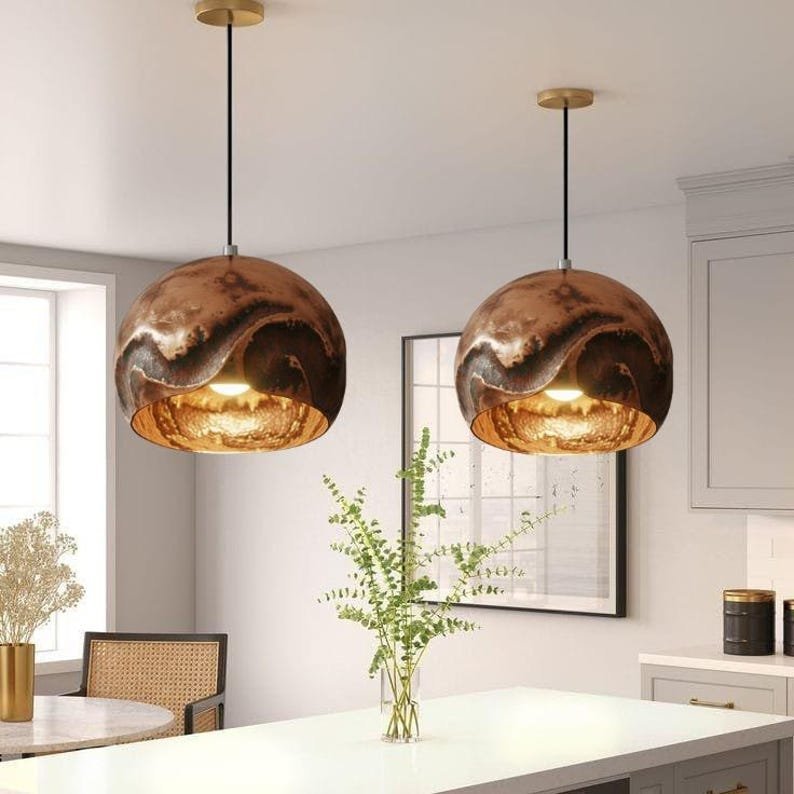 products-house4.jpg Handmade Copper Dome Pendant Light,Copper Kitchen Island Lighting , Farmhouse Ceiling Lamp Fixture,copper pendant light ,Dome Lamp - Image 2