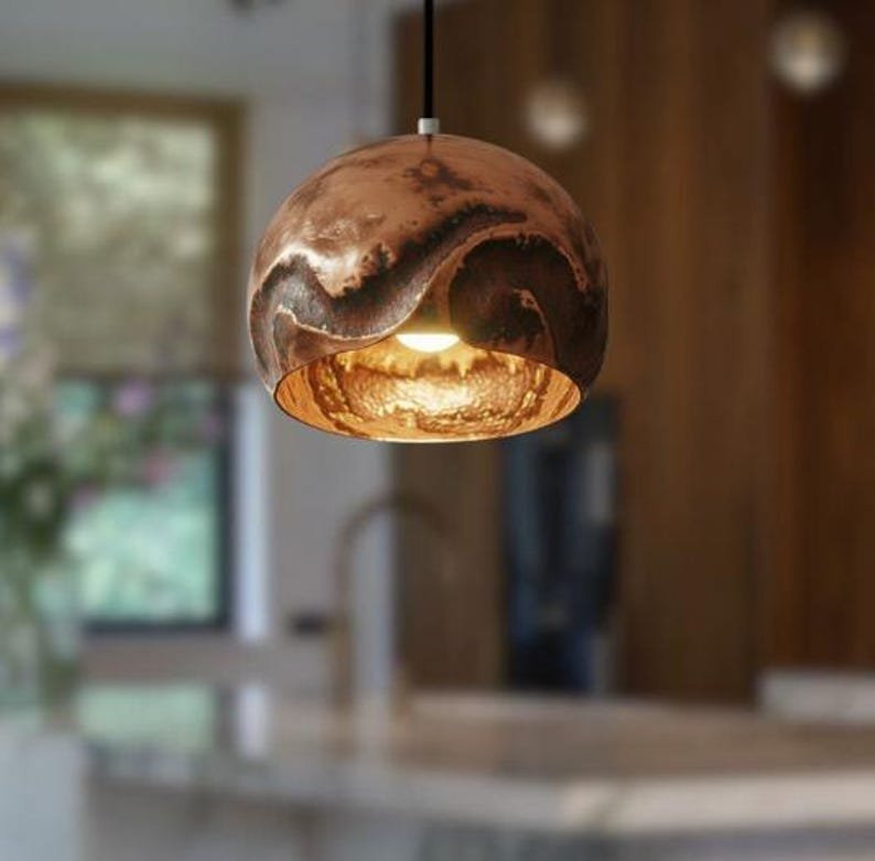products-house5.jpg Handmade Copper Dome Pendant Light,Copper Kitchen Island Lighting , Farmhouse Ceiling Lamp Fixture,copper pendant light ,Dome Lamp - Image 3